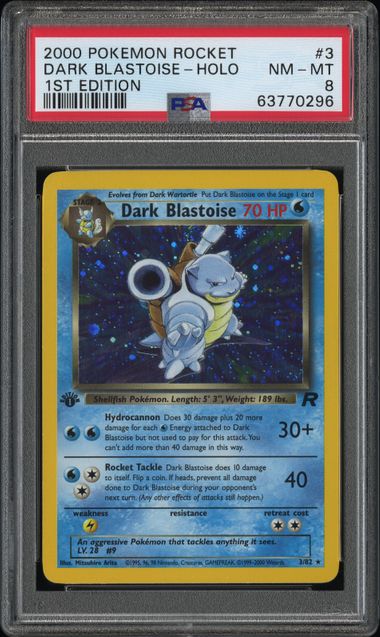 PSA NM - MT 8 - DARK BLASTOISE - HOLO 1ST EDITION 2000 POKEMON ROCKET - PokéBox Australia
