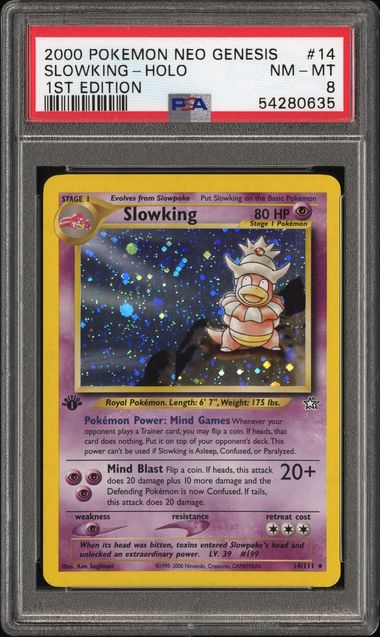 PSA NM - MT 8 - SLOWKING - HOLO 1ST EDITION 2000 POKEMON NEO GENESIS 1ST EDITION - PokéBox Australia