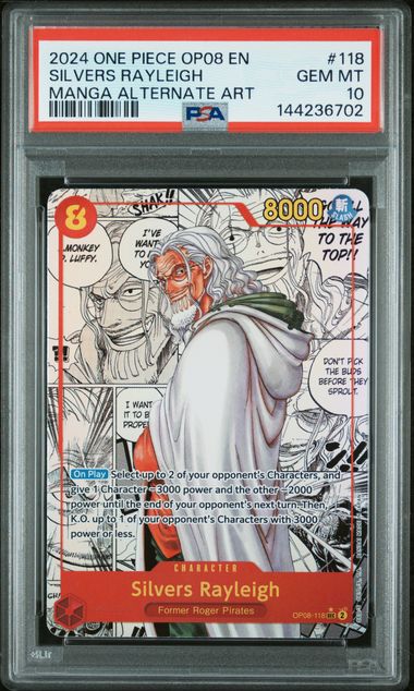 PSA GEM MT 10 - 2024 ONE PIECE OP08-TWO LEGENDS #118 SILVERS RAYLEIGH MANGA ALTERNATE ART - PokéBox Australia