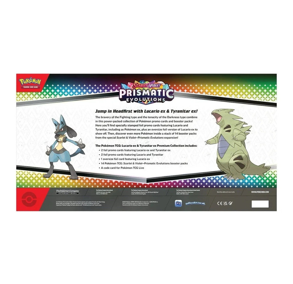POKÉMON TCG Scarlet & Violet 8.5: Prismatic Evolutions Lucario & Tyranitar Premium Collection - PokéBox Australia
