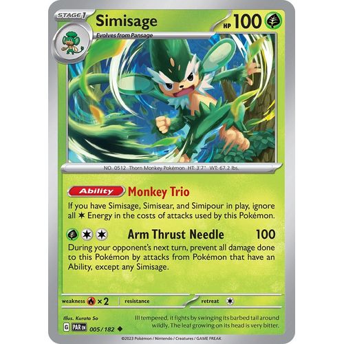 Simisage (005/182) [SV04: Paradox Rift] - PokéBox Australia