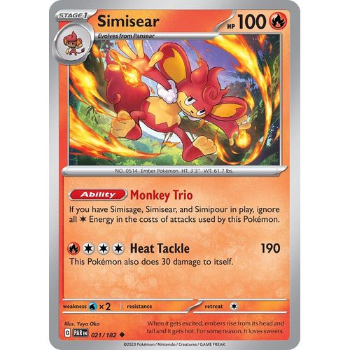 Simisear (021/182) [SV04: Paradox Rift] - PokéBox Australia