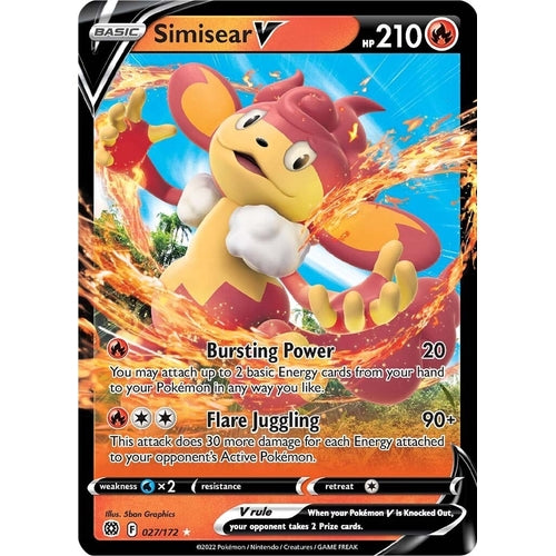 Simisear V (027/172) (SWSH09: Brilliant Stars) - PokéBox Australia
