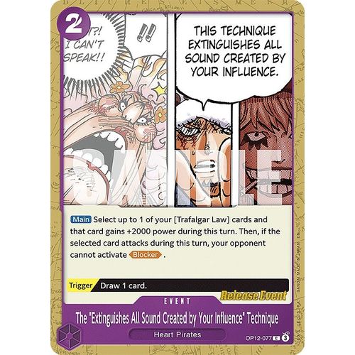 The "Extinguishes All Sound Created by Your Influence" Technique (OP12 - 077) (Legacy of the Master Release Event Cards) - PokéBox Australia