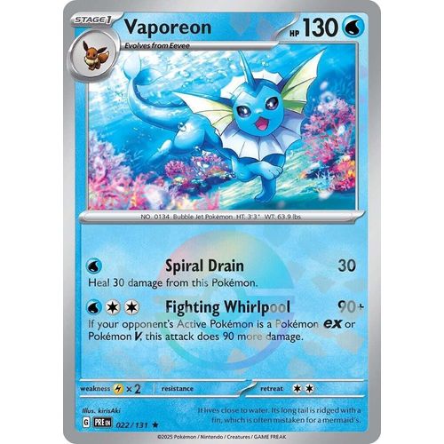 Vaporeon (Poke Ball Pattern) (022/131) [SV: Prismatic Evolutions] - PokéBox Australia