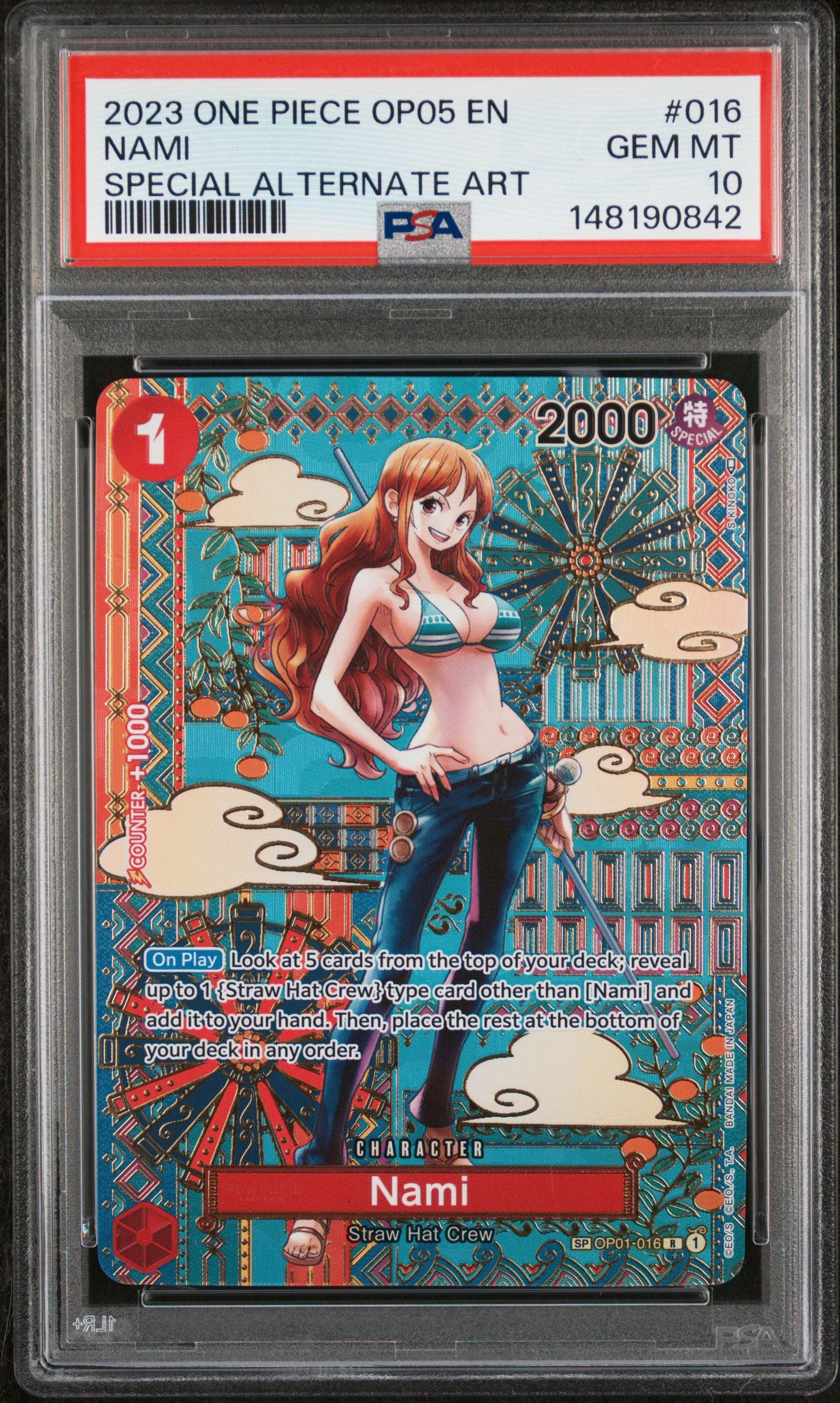 PSA GEM MT 10 - 2023 ONE PIECE OP05-AWAKENING OF THE NEW ERA #016 NAMI SPECIAL ALTERNATE AR - PokéBox Australia