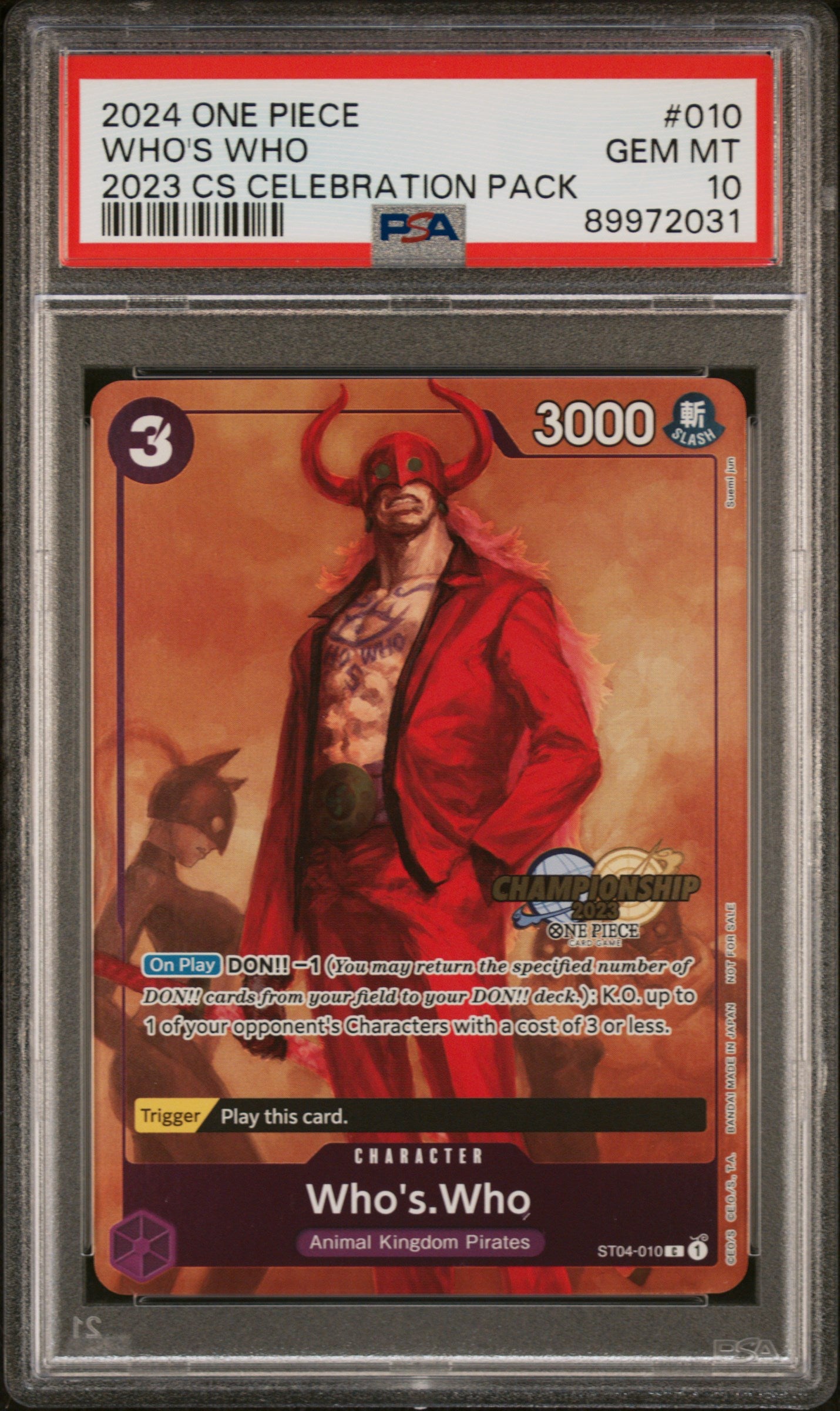 PSA GEM MT 10 - WHO'S WHO 2024 ONE PIECE CHAMPIONSHIP 2023 CELEBRATION PACK - PokéBox Australia