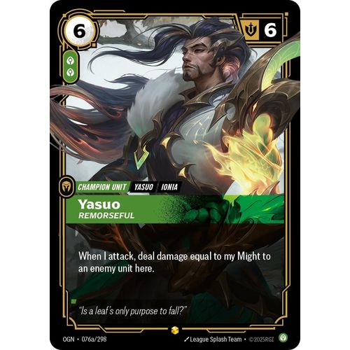 Yasuo - Remorseful (Alternate Art) (076a/298) (Origins) - PokéBox Australia