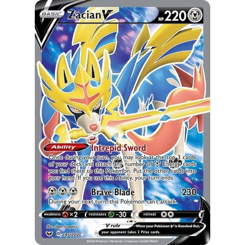 Zacian V (Full Art) (195/202) (SWSH01: Sword & Shield Base Set) - PokéBox Australia