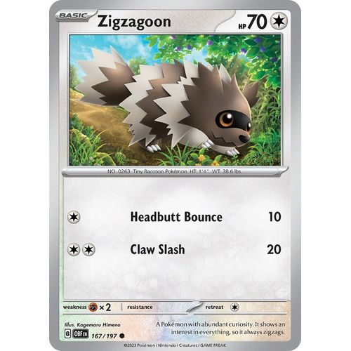 Zigzagoon (167/197) [SV03: Obsidian Flames] - PokéBox Australia