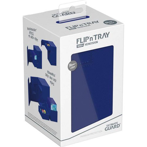 Ultimate Guard Flip n Tray 100+ XenoSkin Monocolor Blue Deck Box - PokéBox Australia