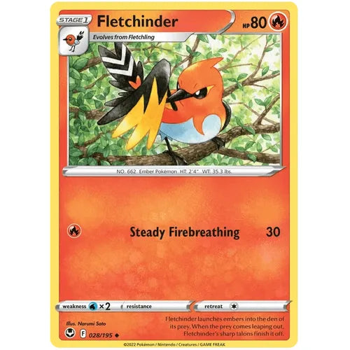 Fletchinder 028/195 - Sword & Shield 12: Silver Tempest - PokéBox Australia