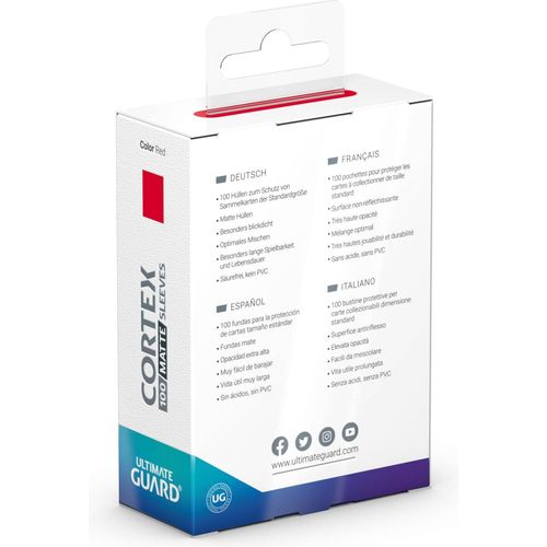 Ultimate Guard Cortex Standard Size Sleeves Matte Red (100) - PokéBox Australia