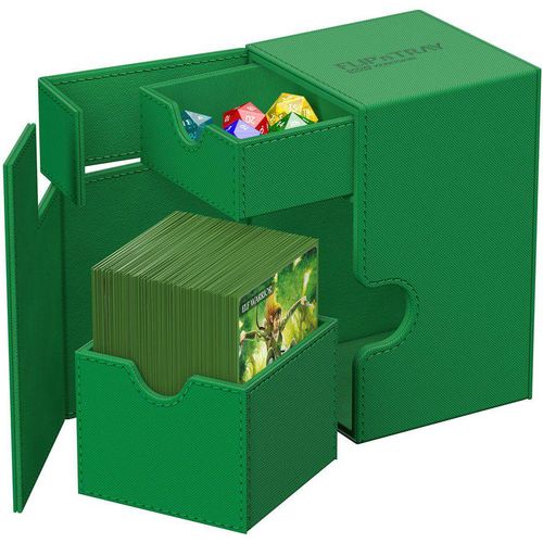 Ultimate Guard Flip n Tray 100+ XenoSkin Monocolor Green Deck Box - PokéBox Australia
