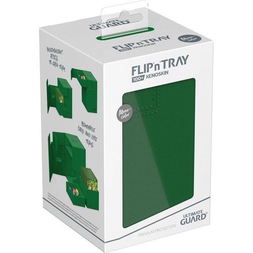 Ultimate Guard Flip n Tray 100+ XenoSkin Monocolor Green Deck Box - PokéBox Australia